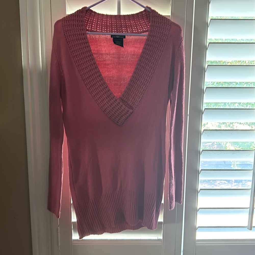 Pink low cut v neck sweater